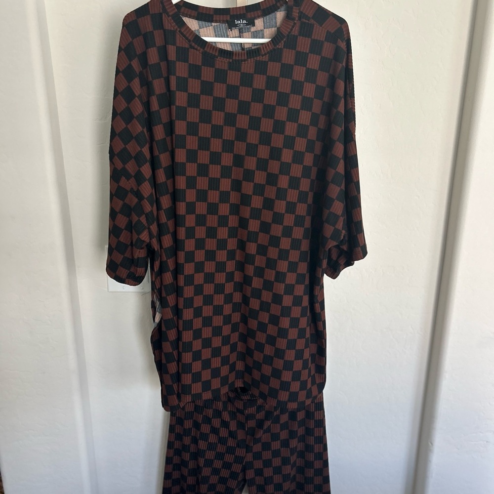 Dressed In LaLa Malone Ribbed Biker Set Checkered Set - Picture 2 of 5